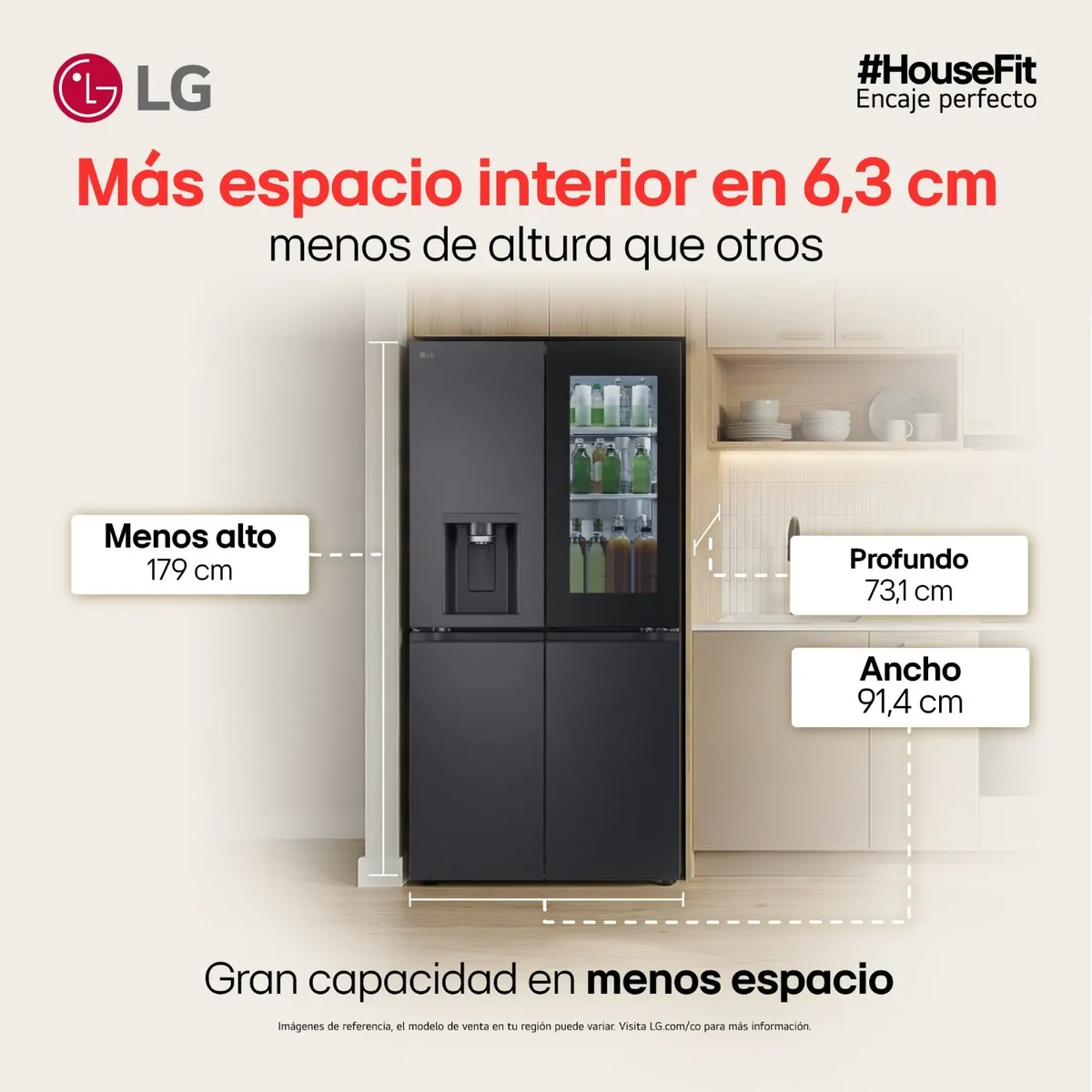 LG Nevecon LG French Door 642L Negro Mate InstaView UVnano GM92SXV — vista 5
