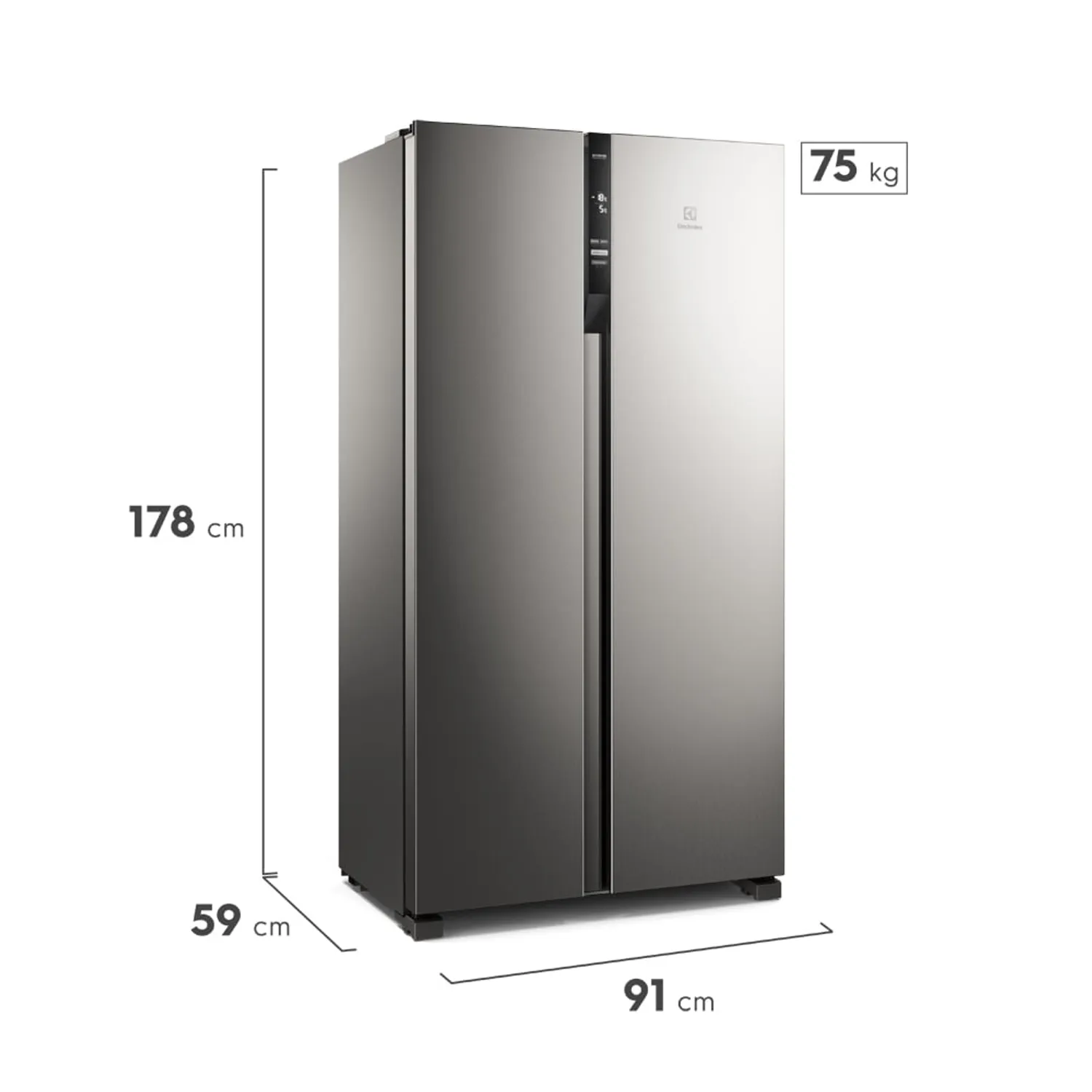 Nevecón Electrolux No frost 442L Side by Side Inverter AutoSense Gris